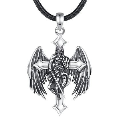 Archangel Michael Cross Pendant with 24inch Rope