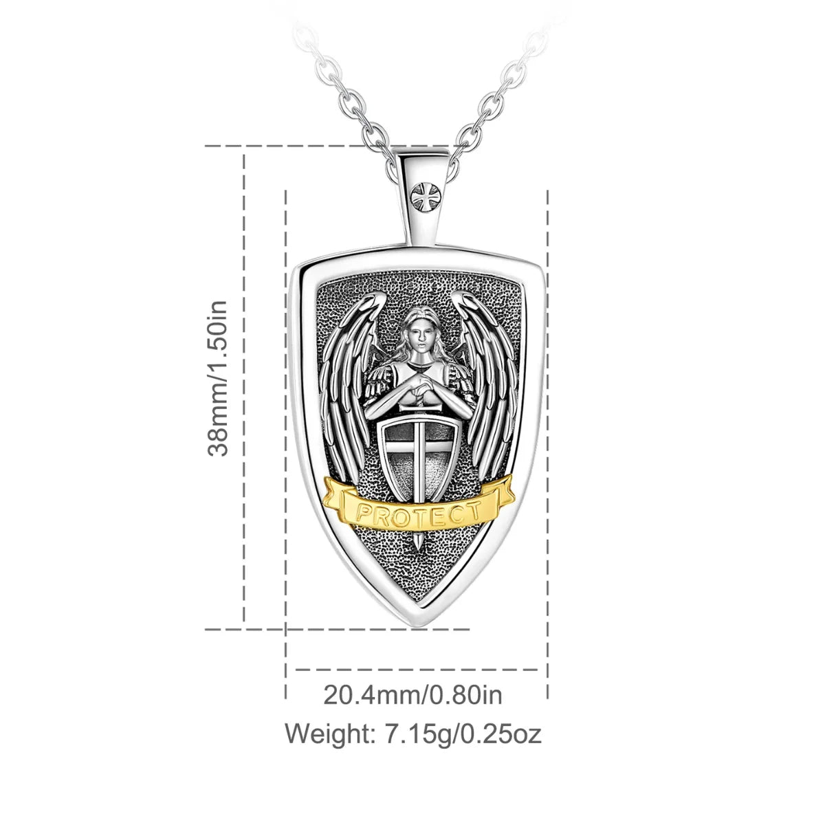 Archangel Michael Shield Pendant Dimensions and Weight