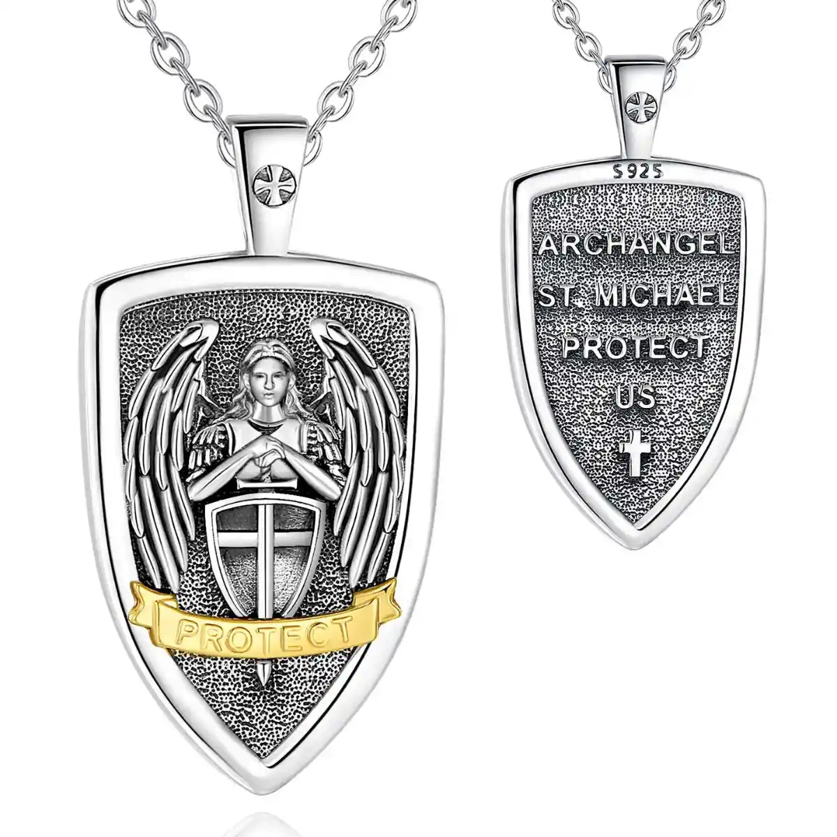Archangel Michael Shield Pendant with 18inch Chain