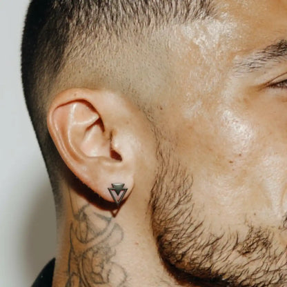 Arrow Earrings Black Worn by Male Model