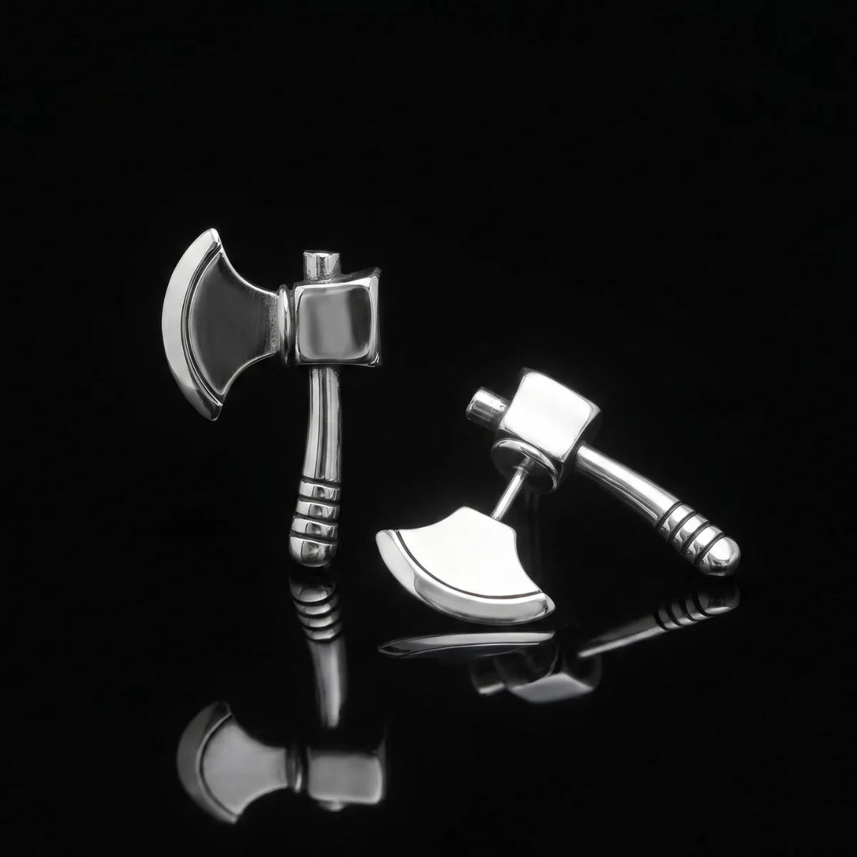 Axe Stud Earrings Sterling Silver Details