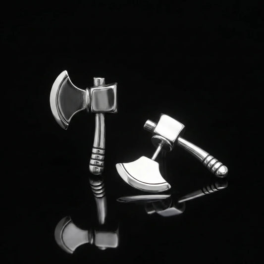 Axe Stud Earrings Sterling Silver Details