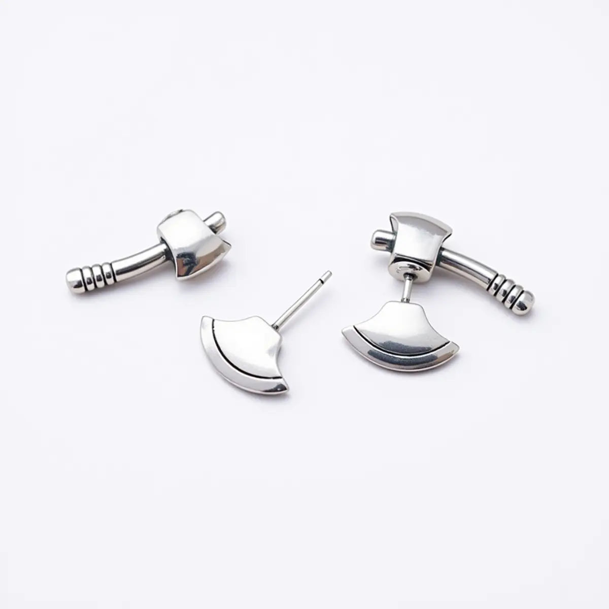 Axe Stud Earrings Sterling Silver Top View