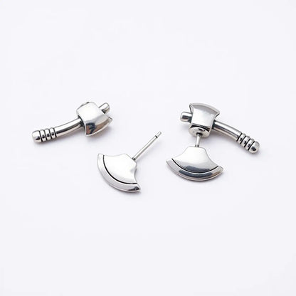 Axe Stud Earrings Sterling Silver Top View