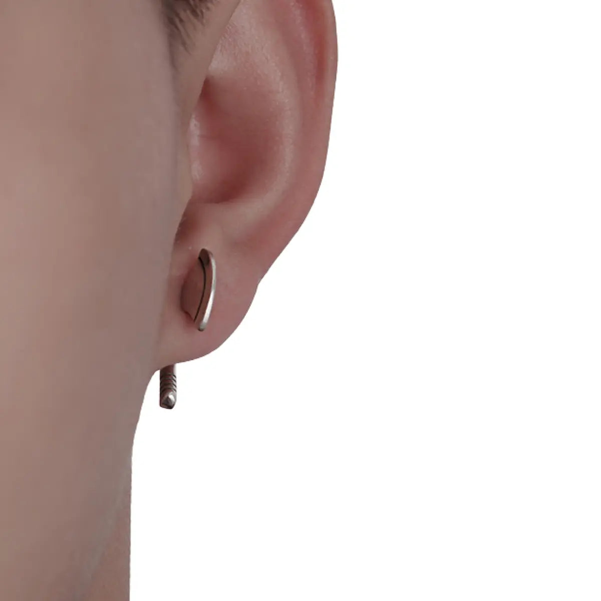 Axe Stud Earrings Sterling Silver Worn By Male Model