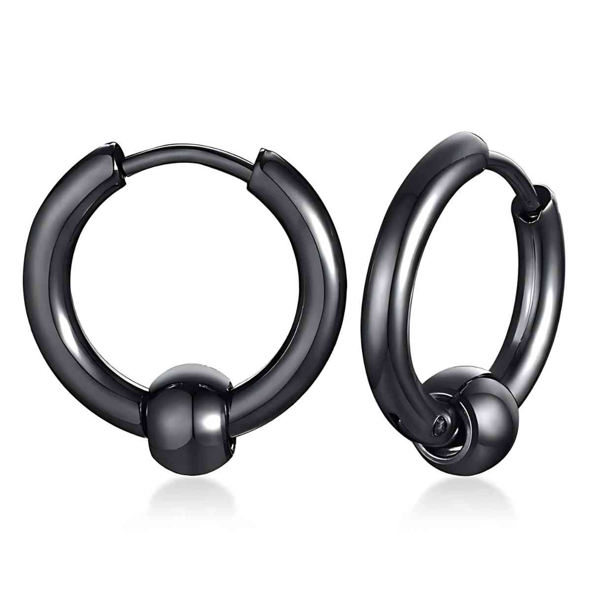Ball Closure Hoop Earrings Black Xenos Jewelry