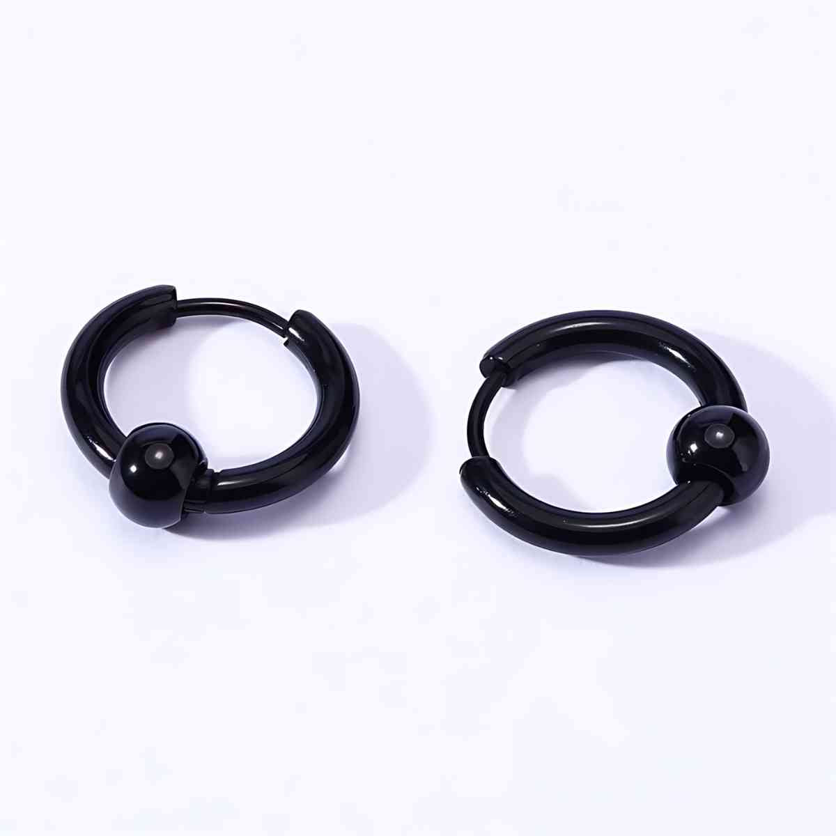 Ball Closure Hoop Earrings Black Xenos Jewelry