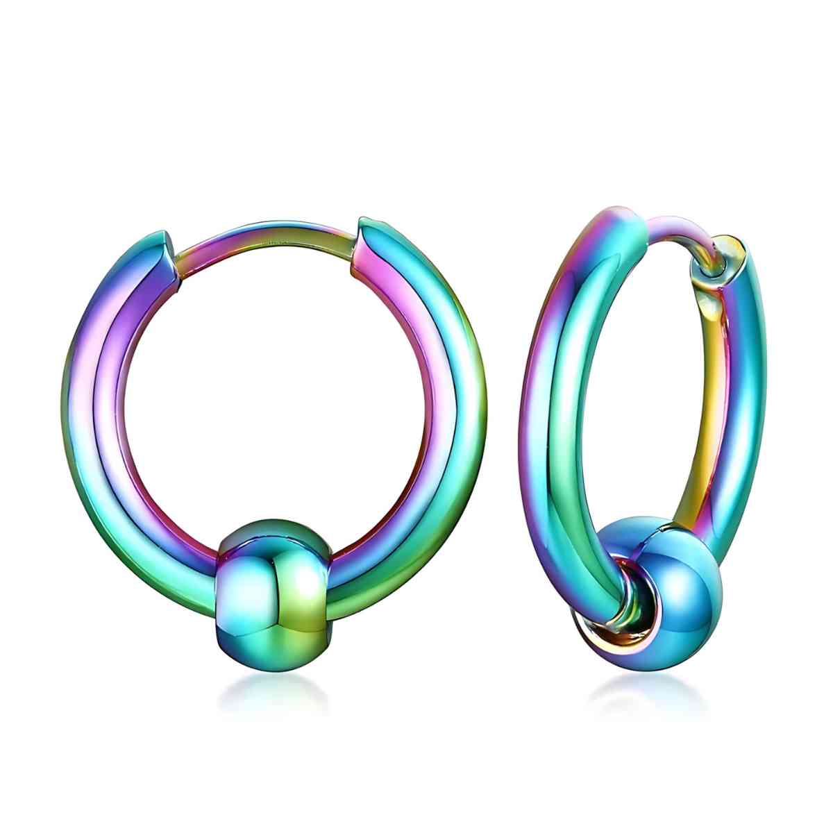 Ball Closure Hoop Earrings Rainbow Xenos Jewelry