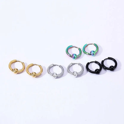 Ball Closure Hoop Earrings Silver Gold Black Rainbow