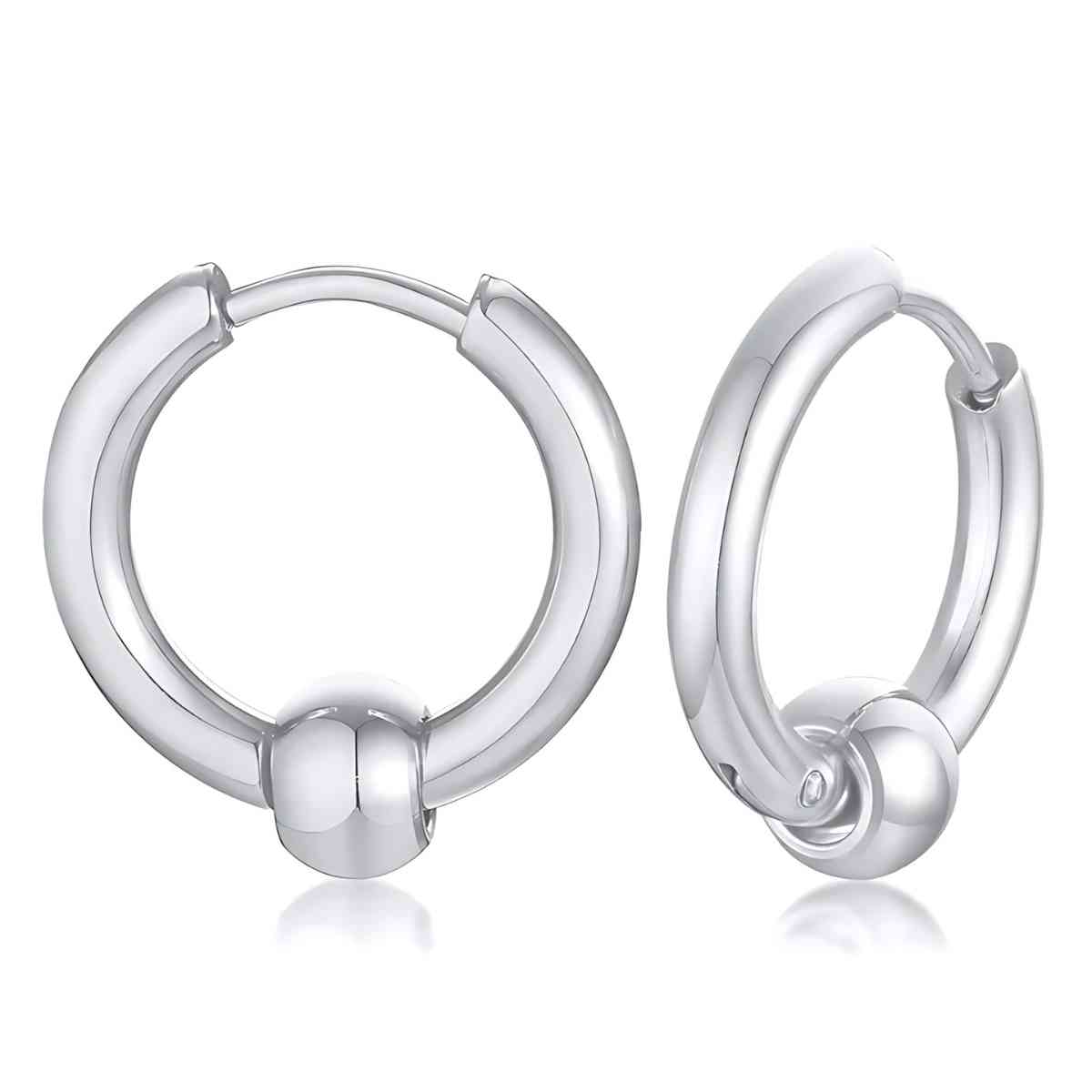 Ball Closure Hoop Earrings Silver Xenos Jewelry