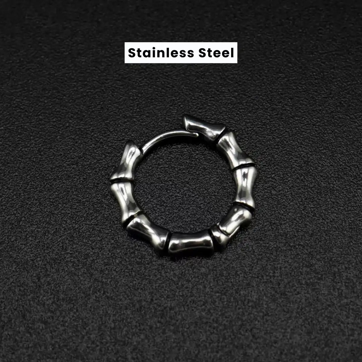 Bamboo Hoop Earrings Stainless Steel