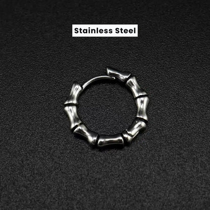 Bamboo Hoop Earrings Stainless Steel
