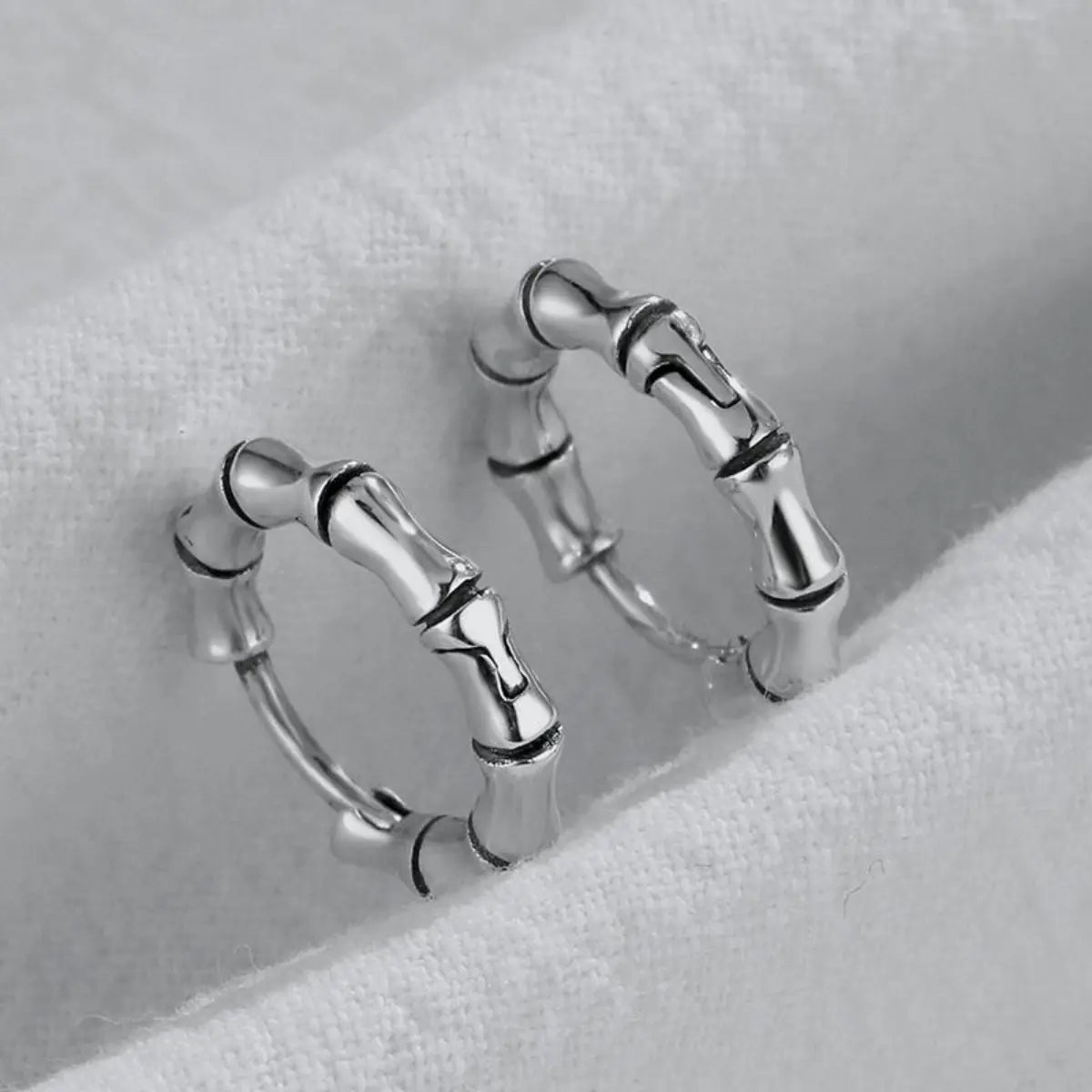 amboo Hoop Earrings Sterling Silver Close Up