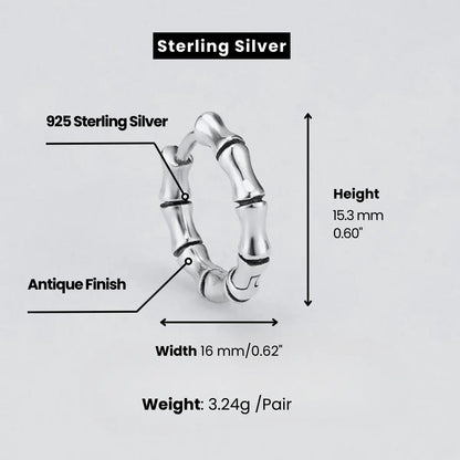 Bamboo Hoop Earrings Sterling Silver Dimensions And Weight