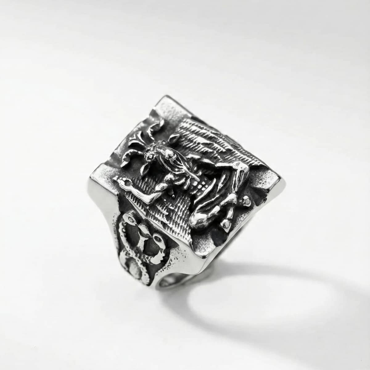 Baphomet Goat Ring Silver Details