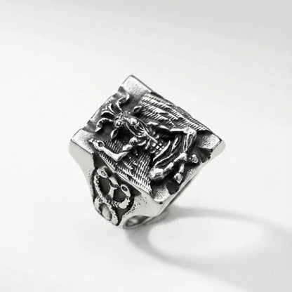 Baphomet Goat Ring Silver Details