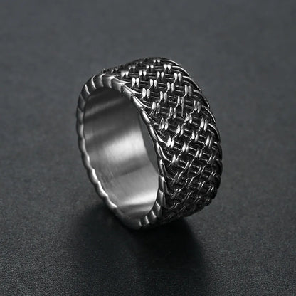 Basket Weave Steel Band Ring Details
