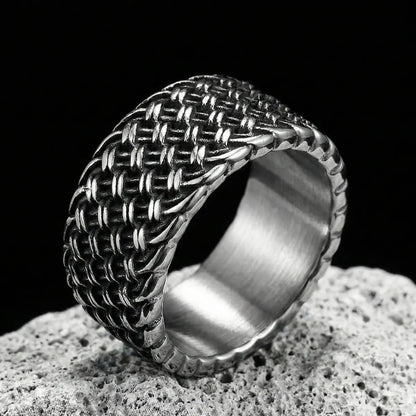 Basket Weave Steel Band Ring