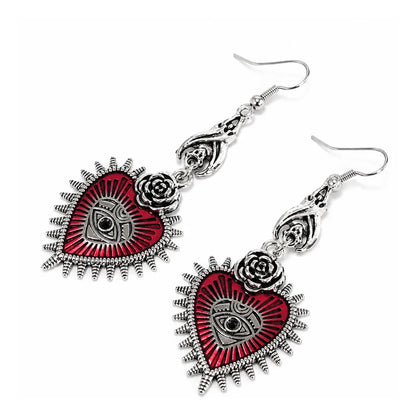 Bat Dangle Earrings for Women Silver Pair Front View White Background