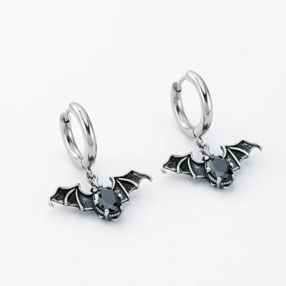 Bat Drop Hoop Earrings Details