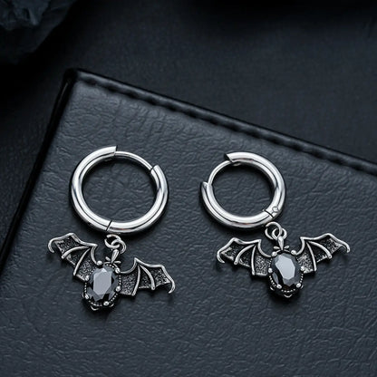 Bat Drop Hoop Earrings Top View