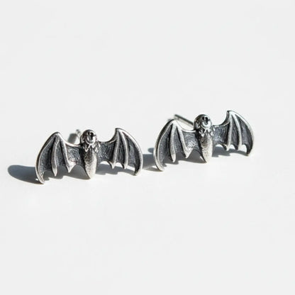 Bat Stud Earrings Sterling Silver Front
