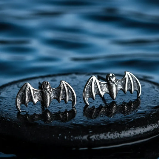 Bat Stud Earrings Sterling Silver