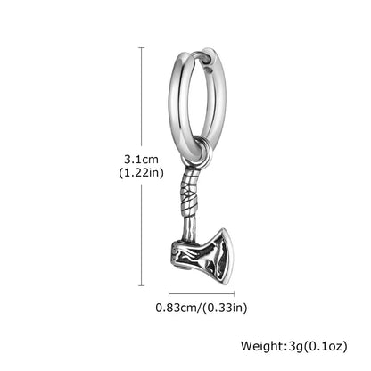 Battle Axe Earrings Silver Dimensions and Weight