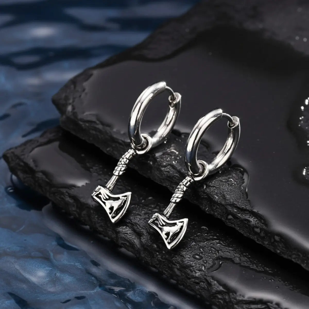 Battle Axe Earrings Silver