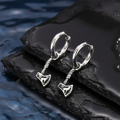 Battle Axe Earrings Silver