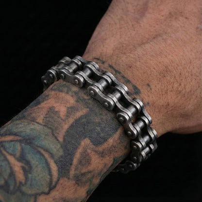 Bike Chain Bracelet 22mm Black Worn by Male Model