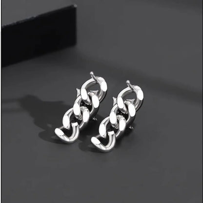 Black CZ Dangle Chain Earrings Back Details