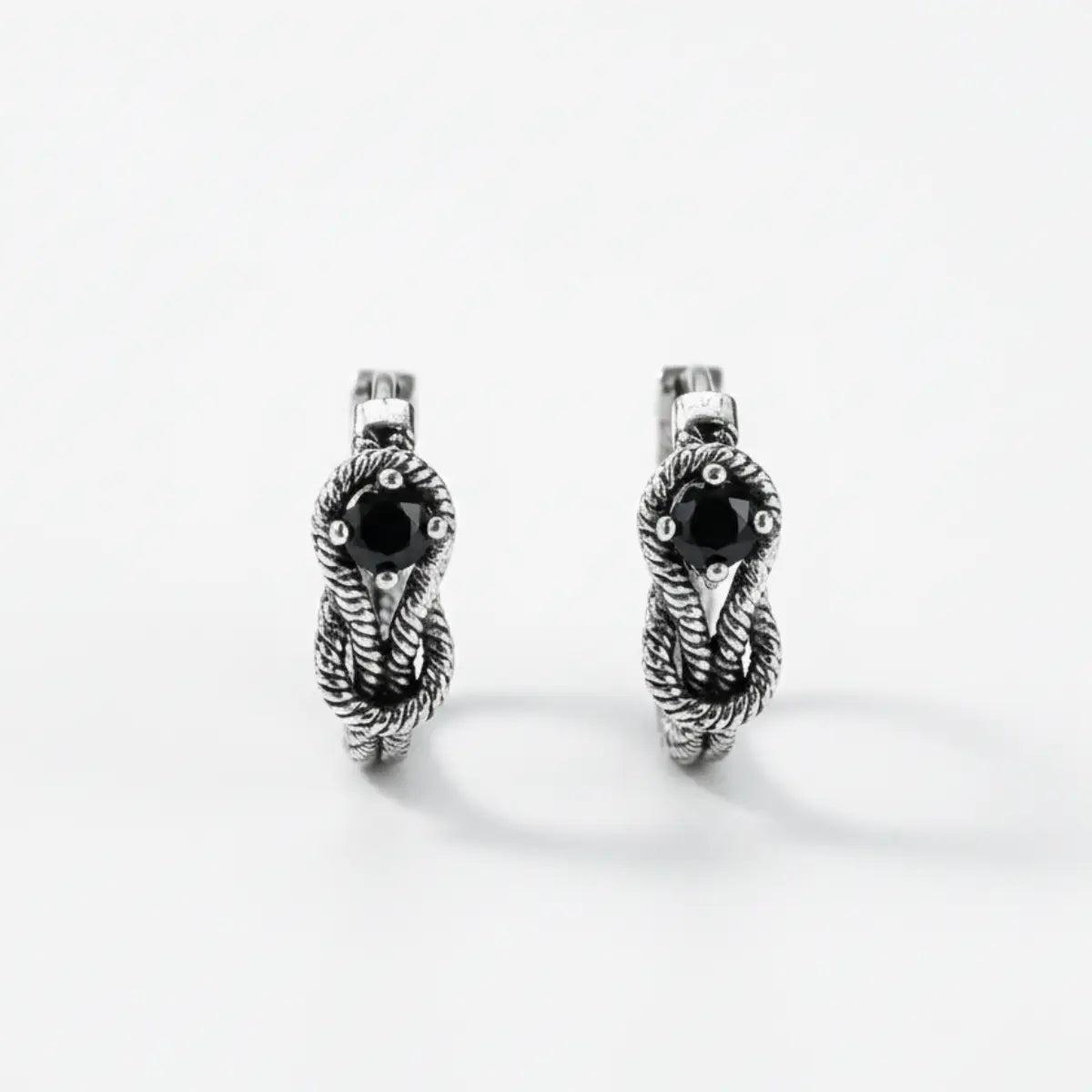 Black CZ Snake Skin Hoop Earrings Details