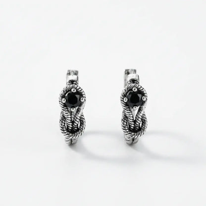 Black CZ Snake Skin Hoop Earrings Details