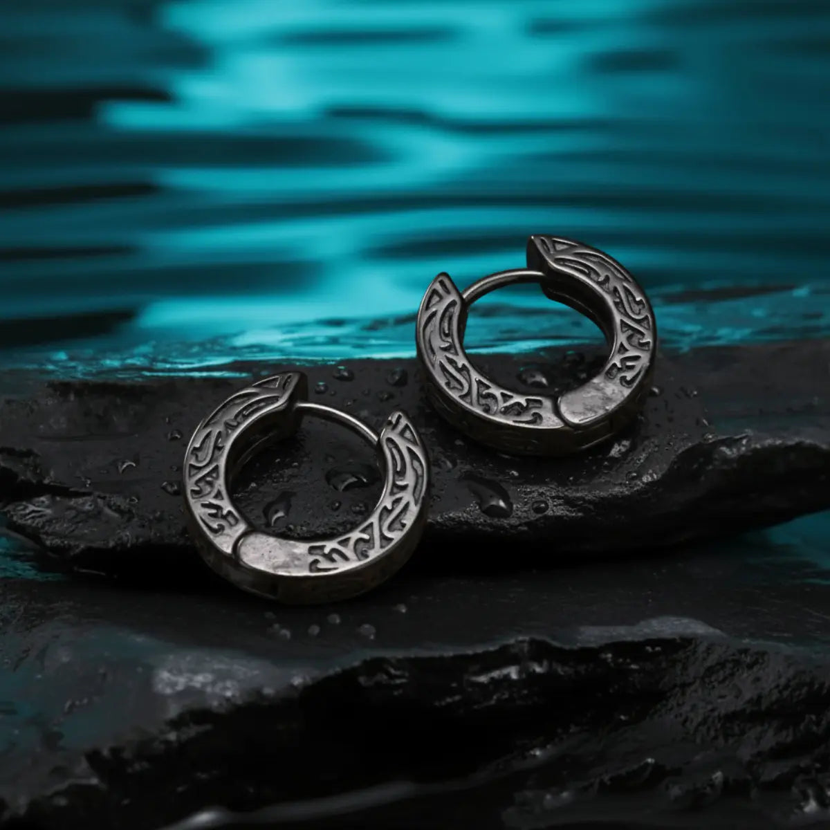 Black Celtic Knot Huggie Hoop Earrings