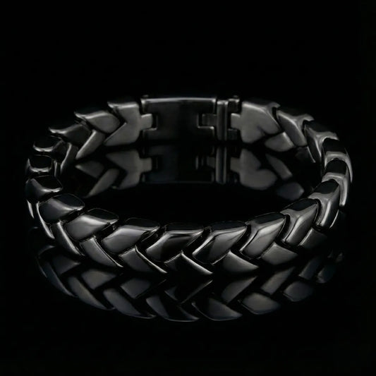 Black Chevron Link Bracelet 11mm