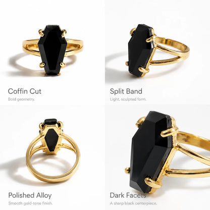Black Coffin Ring Gold Details and Features Infographic