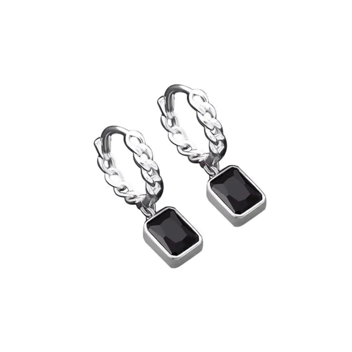 Black Diamond Chain Drop Earrings Details