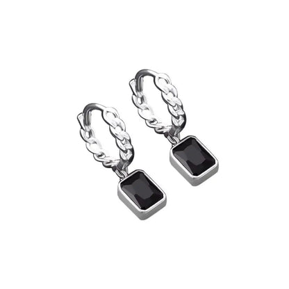 Black Diamond Chain Drop Earrings Details