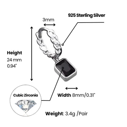 Black Diamond Chain Drop Earrings Dimensions And Weight