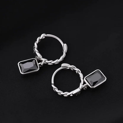 Black Diamond Chain Drop Earrings Top View