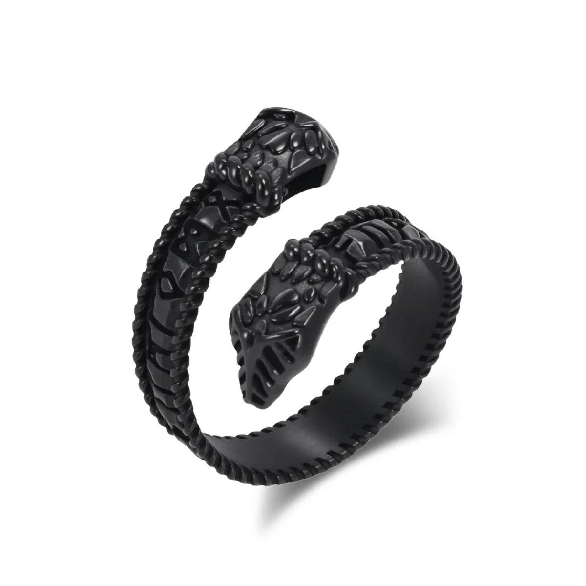Black Double Head Snake Ring Details
