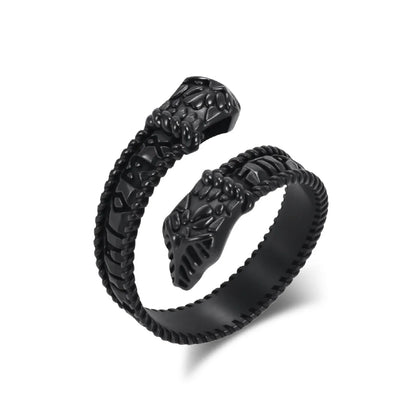 Black Double Head Snake Ring Details