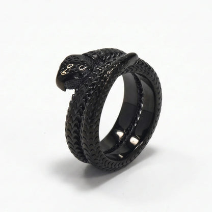 Black Double Wrap Snake Ring Details