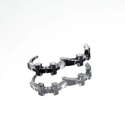 Black Enamel Cross Huggie Hoop Earrings Back