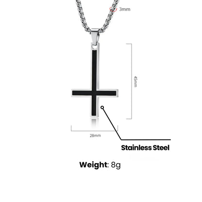 Black Enamel Inverted Cross Pendant Necklace Dimensions and Weight