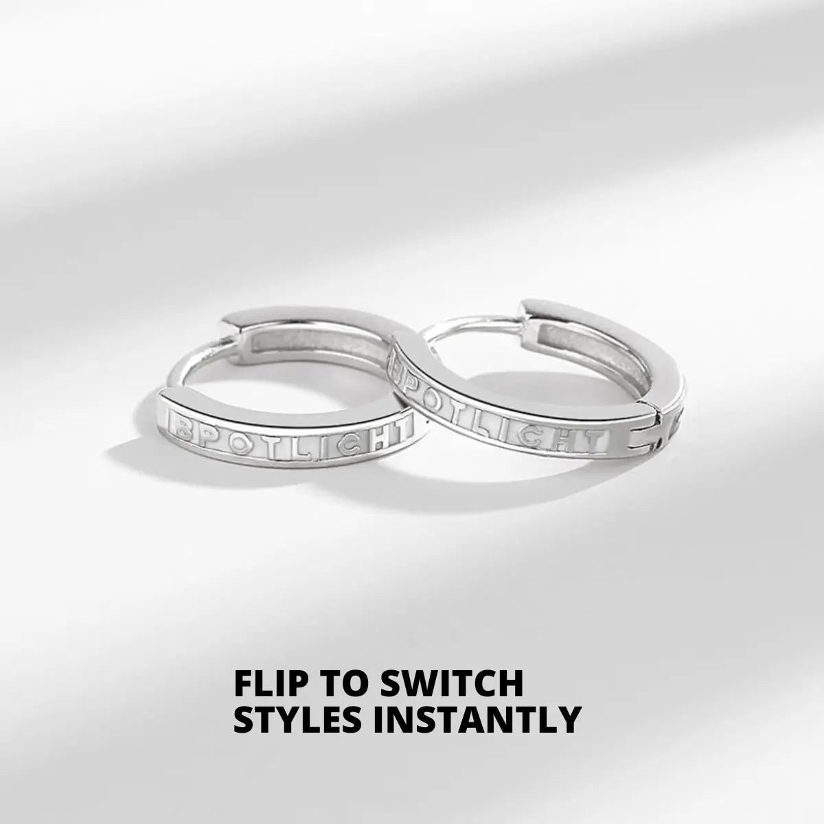 Black Enamel Star Silver Hoop Earrings Back