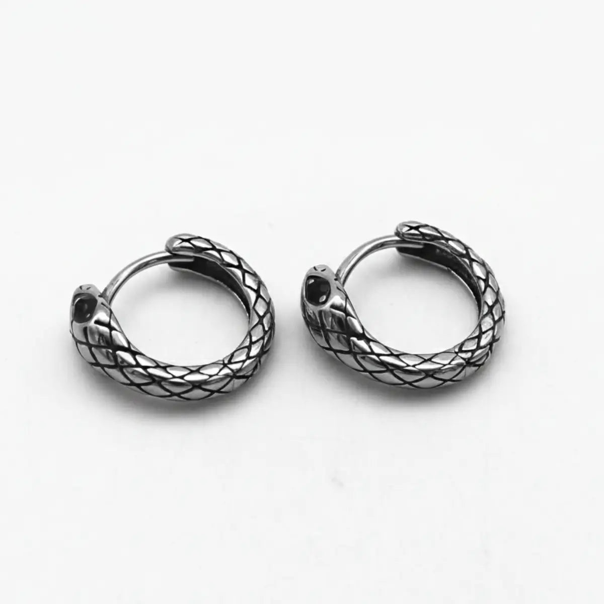 Black Eye Snake Hoop Earrings Side