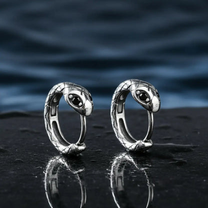 Black Eye Snake Hoop Earrings