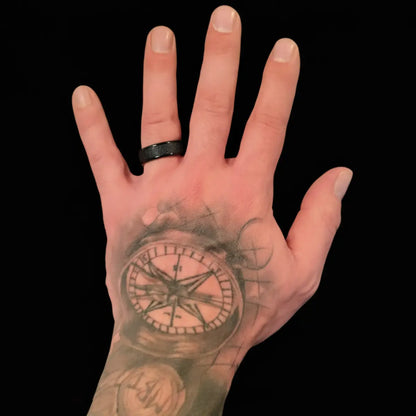 Black Frosted Ring Worn by Male Model